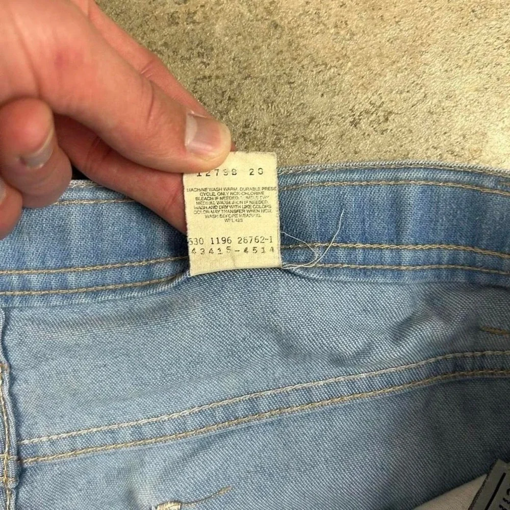 Vintage 80s Levis 514 Jeans Size 38x29 Blue Light‎ Wash Straight Leg Orange Tab